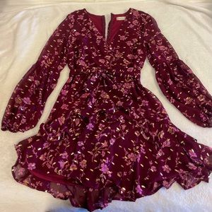 Red dress with floral and gold from Altard State